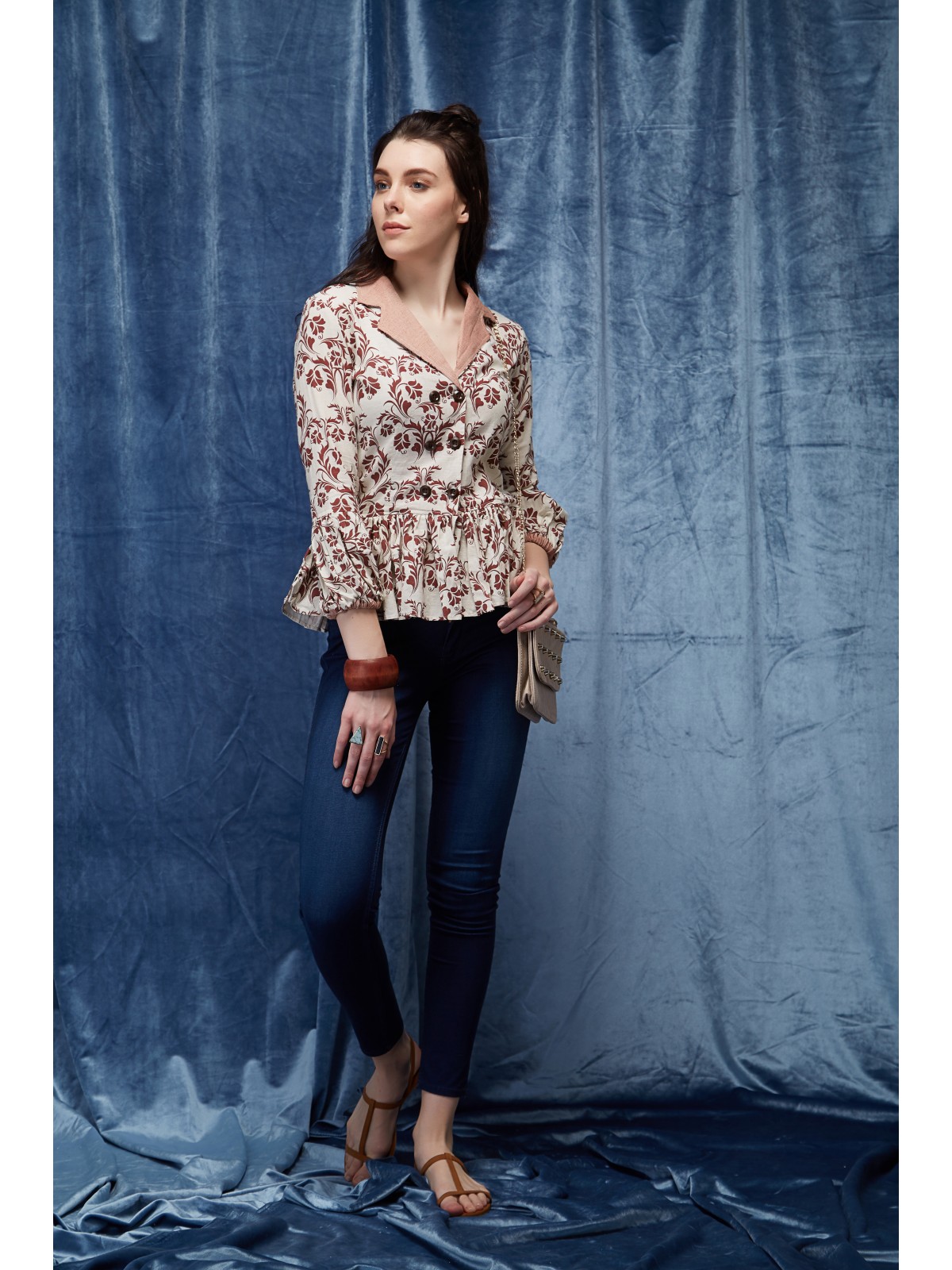 Stylish Cotton Floral Printed Bell Sleeve Top